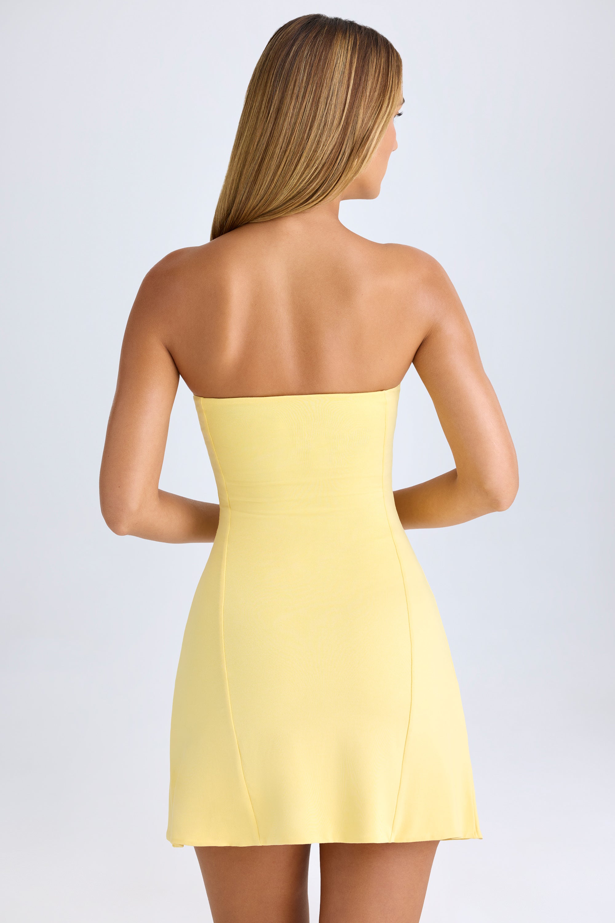 Bandeau Neckline Mini Dress in Lemon Sherbet