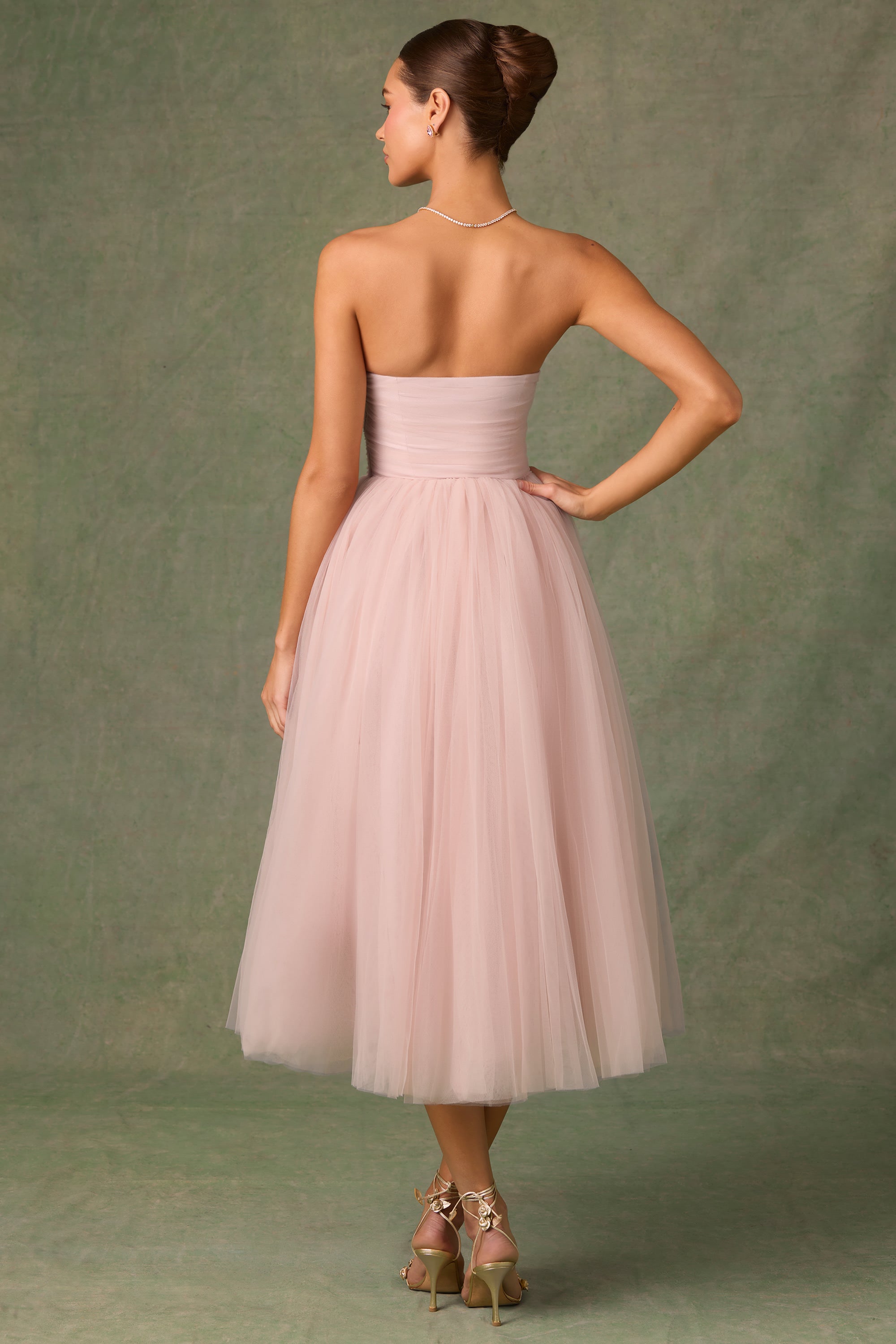 Tulle Corset Midaxi Dress in Dusty Rose