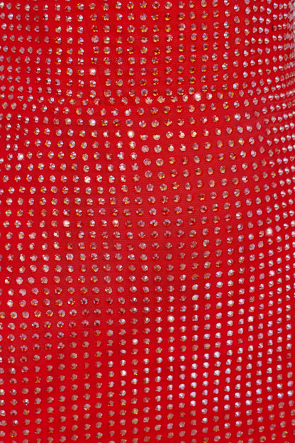 Embellished Corset Mini Dress in Fire Red